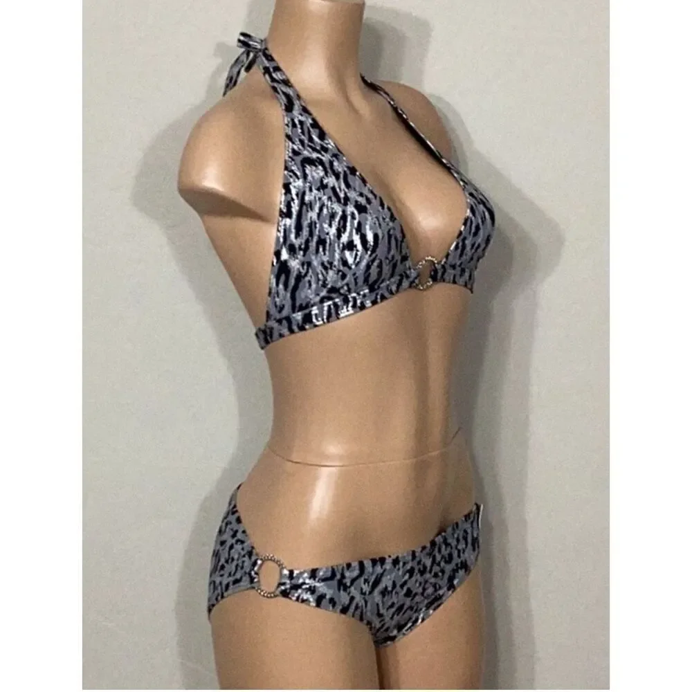 New. Michael Kors frozen Leopard chain ring bikini set. Normally $169. (D)L–top/